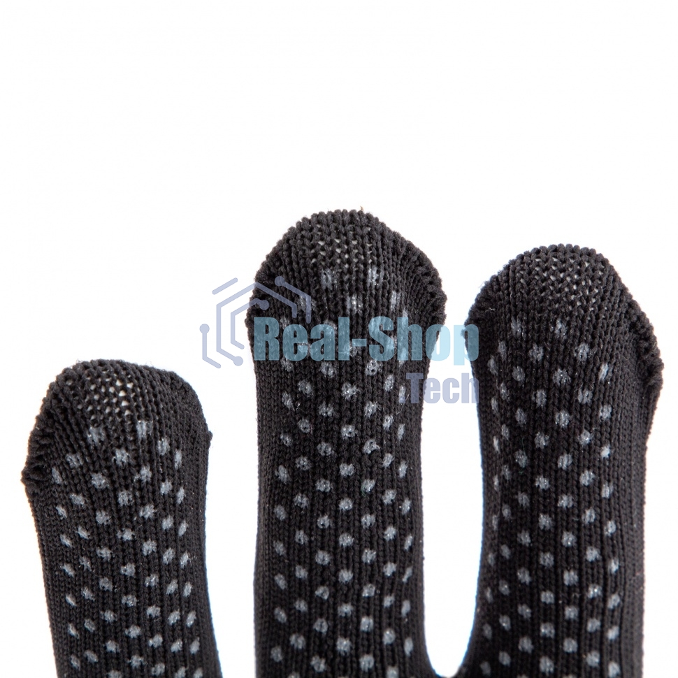 Перчатки из синтетической нити, ПВХ точка, 13 класс, черные, XL Россия