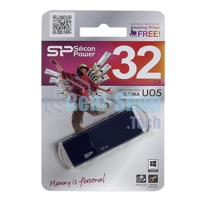 Флешка USB R/W 32Gb, Silicon Power Ultima U05, USB 2.0, синий