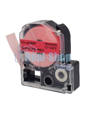 Картридж ленточный Cactus CS-LK5RBP черный шрифт, красный фон (18 мм, 9 м) для Epson LW400/LW700/LW600P/LW1000P/K400/Z700/Z900