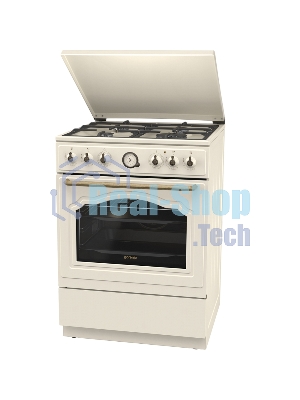 Плита комбинированная Gorenje GKS6C71CLI бежевый, конфорок 4 газовых, духовка 71 л, 60 см x 85 см x 60 см