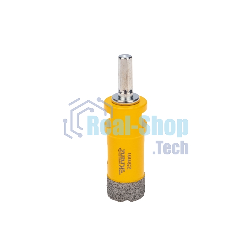 Коронка алмазная профессиональная по керамограниту и железобетону Kranz М14, вакуумное спекание, 25 мм, для УШМ