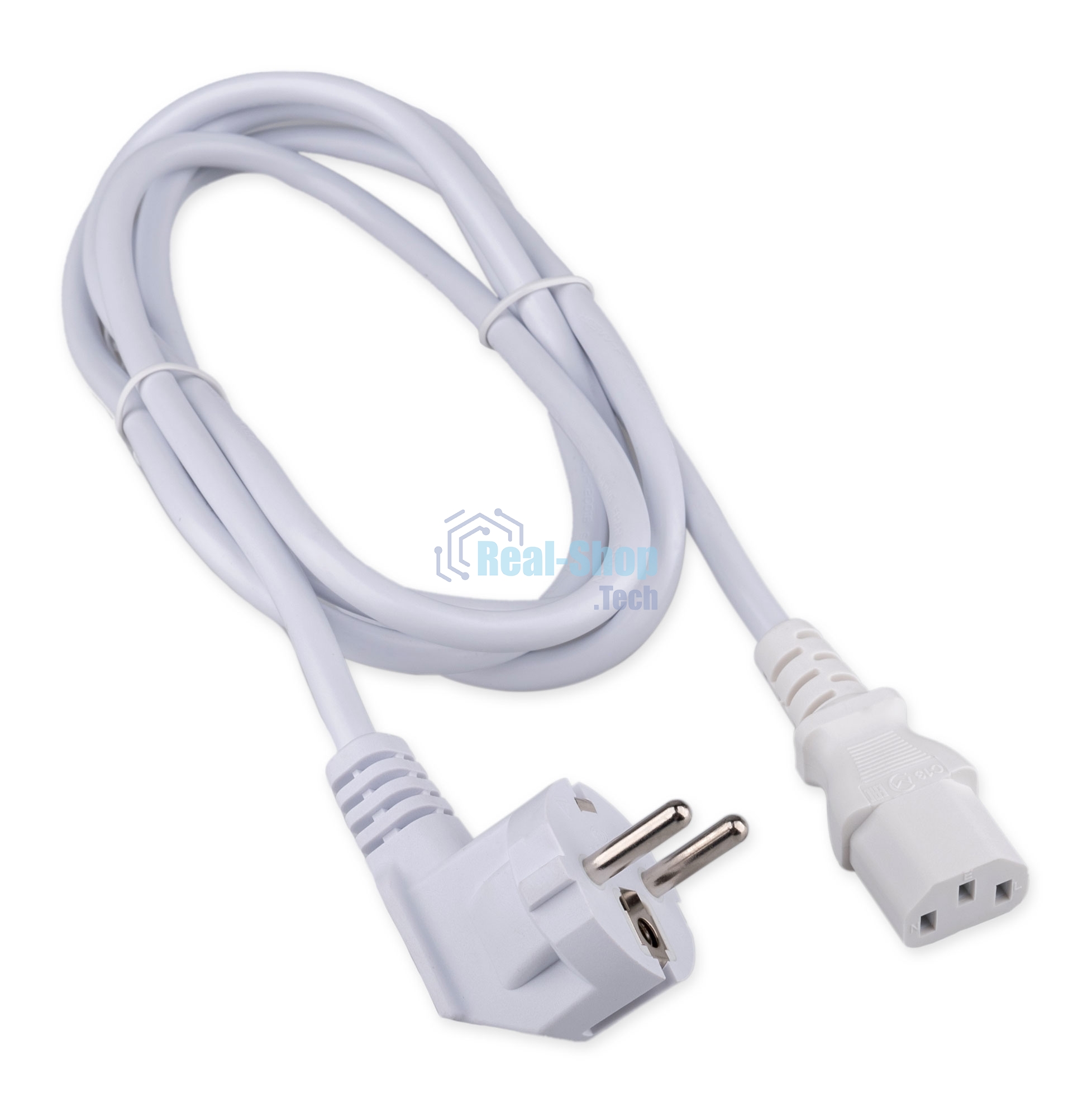Кабель питания Cablexpert Schuko-C13, 3x1.0мм2, 10A, с заземлением, медь, 2м, белый, пакет