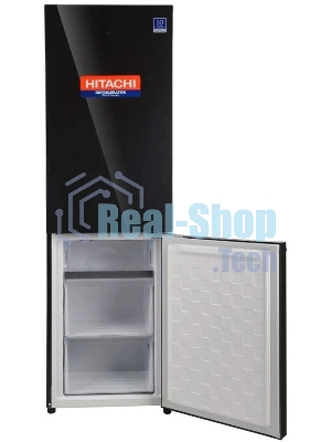 Холодильник Hitachi R-B410PUC6 BBK черный двухкамерный 215/105л морозилка снизу, No Frost