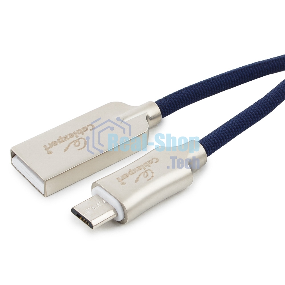 Кабель USB2.0 Cablexpert CC-P-mUSB02Bl-1M, AM/microB, серия Platinum, длина 1м, синий, блистер