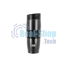 Термокружка LARA LR04-24 Black 380 мл, двойные стенки, вакуум, сталь/силикон, черный