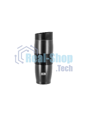 Термокружка LARA LR04-24 Black 380 мл, двойные стенки, вакуум, сталь/силикон, черный