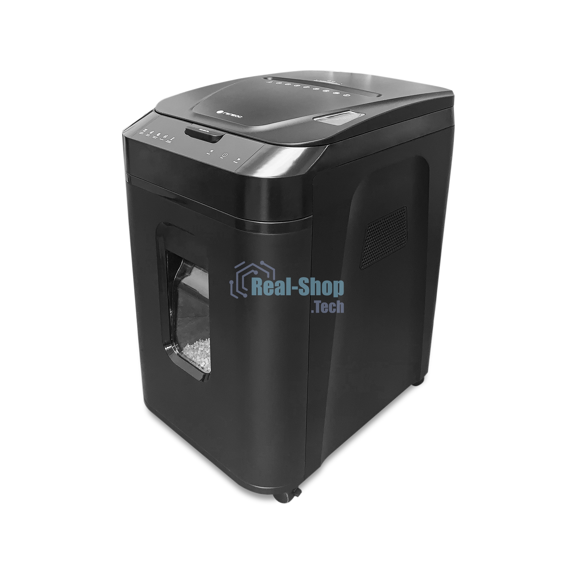 Шредер ГЕЛЕОС АП40-4, DIN P-4 (4 ур-нь секр.), фрагмент 3,9х12мм, АВТОПОДАЧА 170 лист (70г/м2), пл.карты/скрепки/скобы, 37 литров