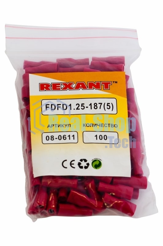 Клемма плоская Rexant полностью изолированная гнездо 5 мм 0.5-1.5 мм² (РППи-м 1.5-(4.8))