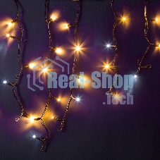 Гирлянда Neon-night Айсикл (бахрома) светодиодный, 4,0 х 0,6 м, с эффектом мерцания, черный провод каучук, 230 В, диоды теплый белый, 128 LED