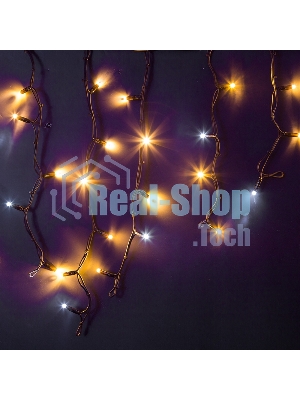 Гирлянда Neon-night Айсикл (бахрома) светодиодный, 4,0 х 0,6 м, с эффектом мерцания, черный провод каучук, 230 В, диоды теплый белый, 128 LED