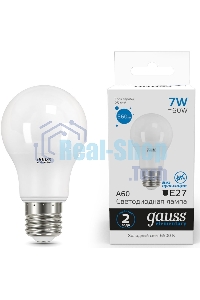 Лампа светодиодная Gauss Elementary 7Вт цок.: E27 груша 220B 6500K св. свеч. белый хол. A60 (упак.: 10 шт)