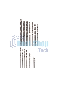 Набор сверл по металлу Kranz 1-10 мм (через 0,5 мм), 19 шт. Р6М5 Ш/Х