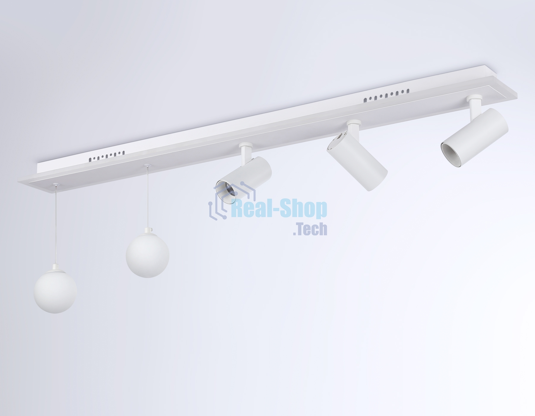 Потолочный светодиодный светильник Ambrella light FL66201/1+5 WH белый 67W 3000K-6400K+G9/2 1000*100*400 (ПДУ ИК)