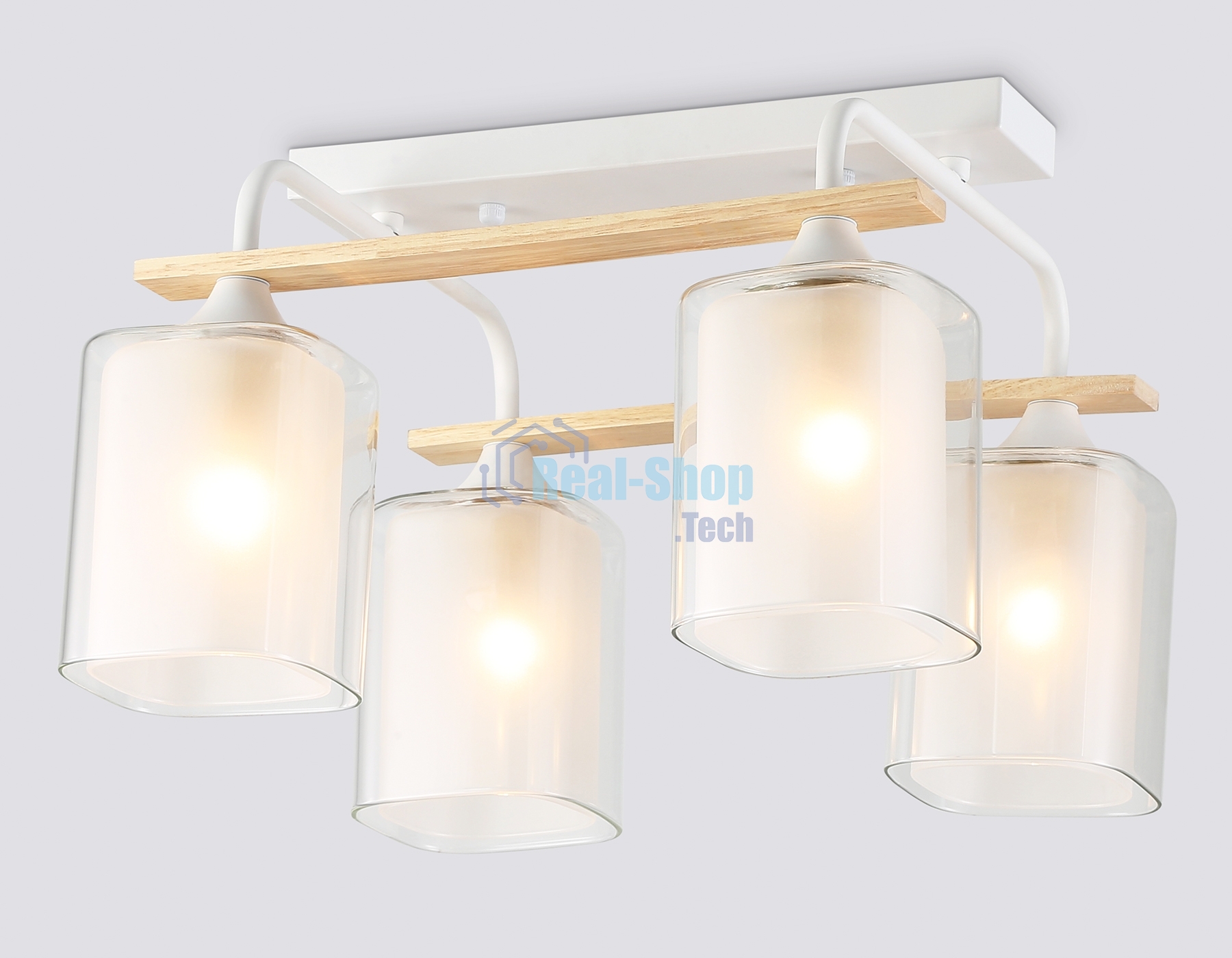 Светильник Ambrella light TR3033246/4 WH/WD белый/дерево E27/4 max 60W 340*340*245