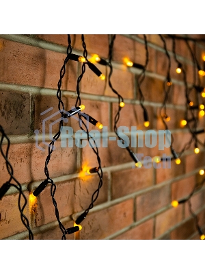 Гирлянда Neon-night Айсикл (бахрома) светодиодный, 4,8 х 0,6 м, черный провод, 230 В, диоды желтые, 176 LED