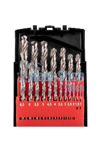 Набор сверл по металлу Kranz 1-10 мм (через 0,5 мм), 19 шт. Р6М5 Ш/Х