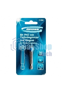 Бита Gross 11456 PH 2x50 мм с ограничителем и магнитом, для ГКЛ, S2
