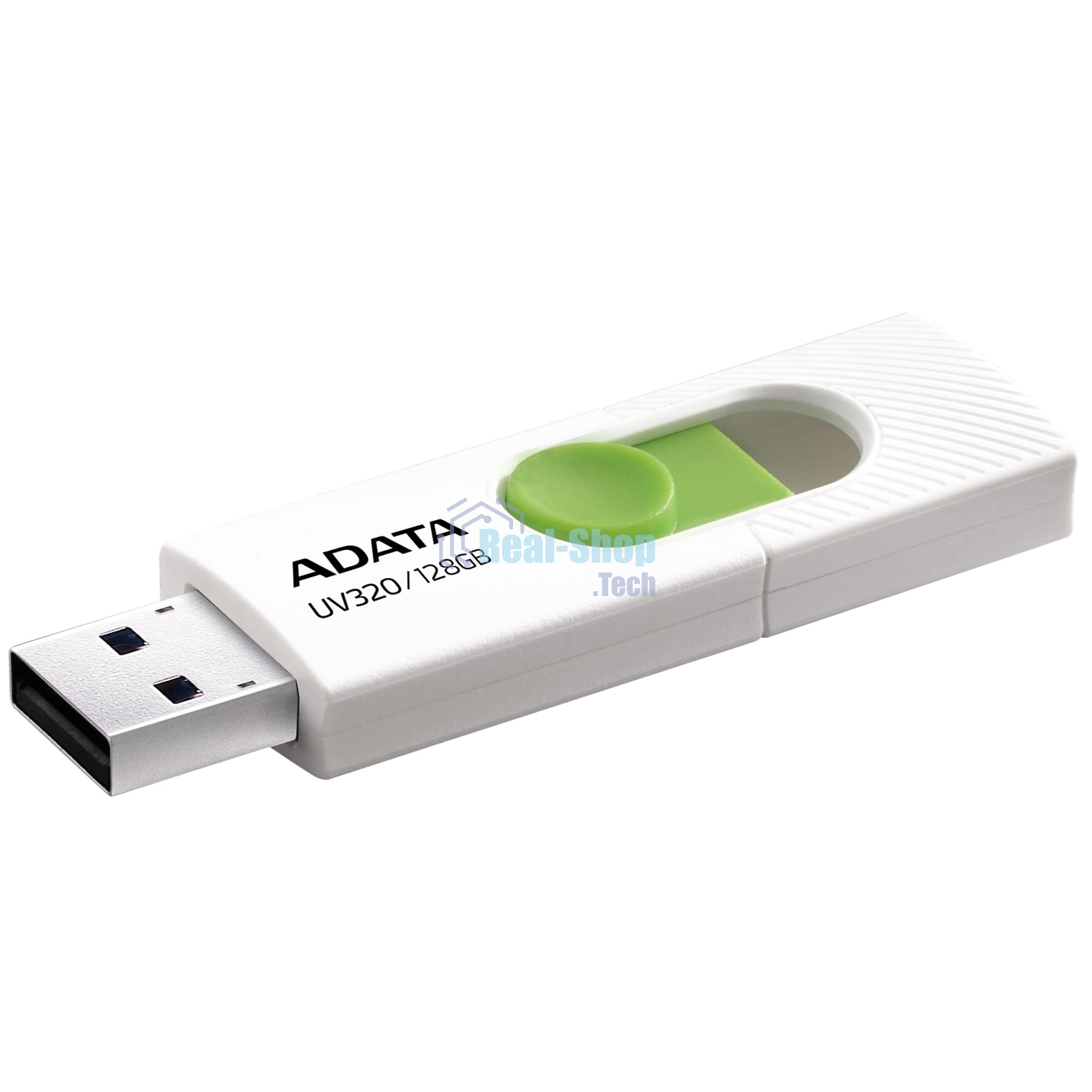 Флешка USB ADATA UV320 (AUV320-128G-RWHGN), 128Gb, USB 3.2 Gen1, R/W 100/30, белый/зеленый