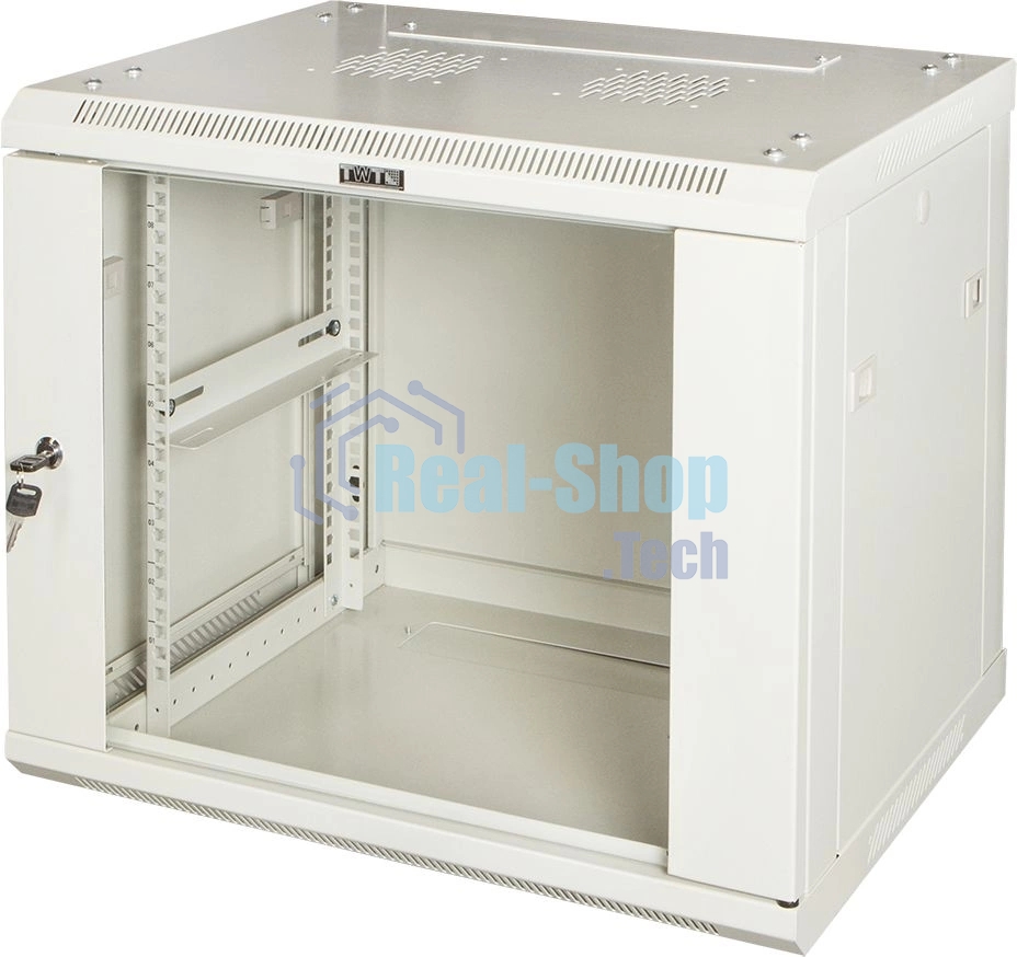 Шкаф коммутационный Lanmaster Pro (TWT-CBWPG-15U-6X4-GY) настенный 15U 600x450 мм пер. дв. стекл 60 кг серый 350 мм 768 мм IP20 металл