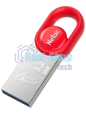 Флешка USB Netac UM2 (NT03UM2N-064G-32RE), 64Gb, USB 3.0, R/W 130/50, серебристый/красный