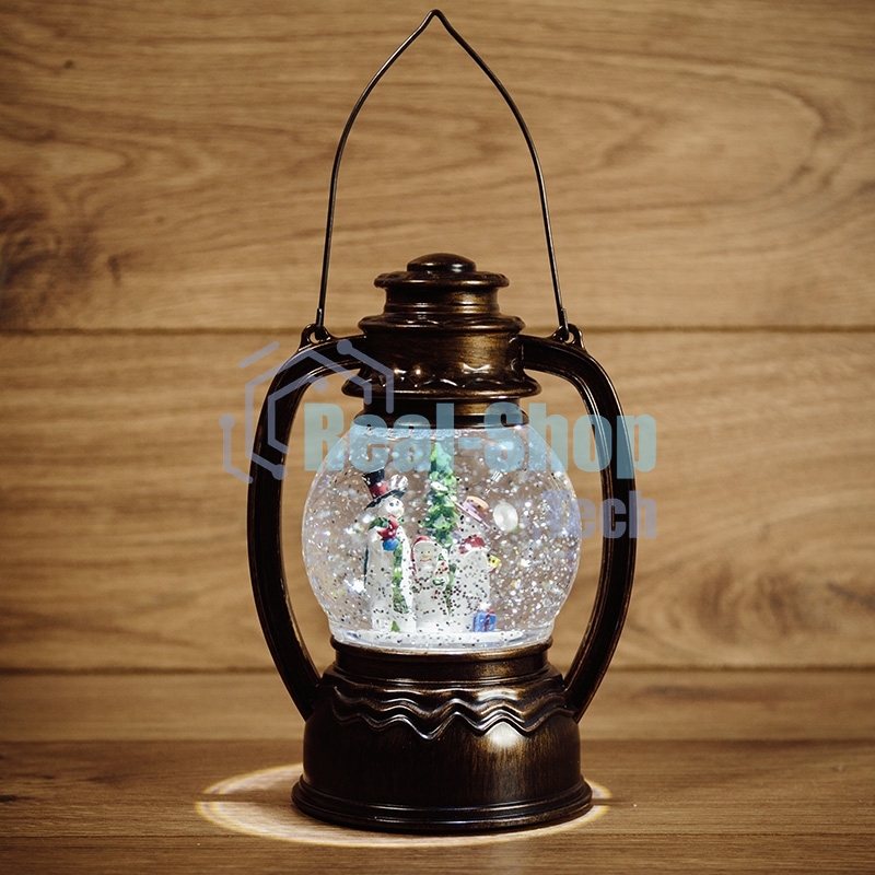 Декоративный фонарь с эффектом снегопада и подсветкой 