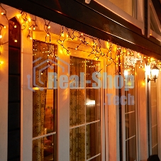 Гирлянда Neon-night Айсикл (бахрома) светодиодный, 4,8 х 0,6 м, черный провод, 230 В, диоды желтые, 176 LED