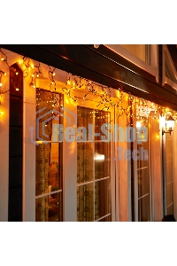 Гирлянда Neon-night Айсикл (бахрома) светодиодный, 4,8 х 0,6 м, черный провод, 230 В, диоды желтые, 176 LED