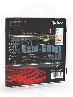 Лента светодиодная 2835 -SMD 4.8W 12V DC красный IP66 (блистер 5м)