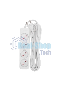 Удлинитель Rexant STANDARD 4 гнезда, 5 м, 2х1,0 мм², б/з, белый