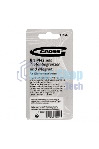 Бита Gross 11456 PH 2x50 мм с ограничителем и магнитом, для ГКЛ, S2