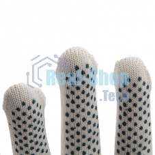 Перчатки из синтетической нити, ПВХ точка, 13 класс, белые, L Россия