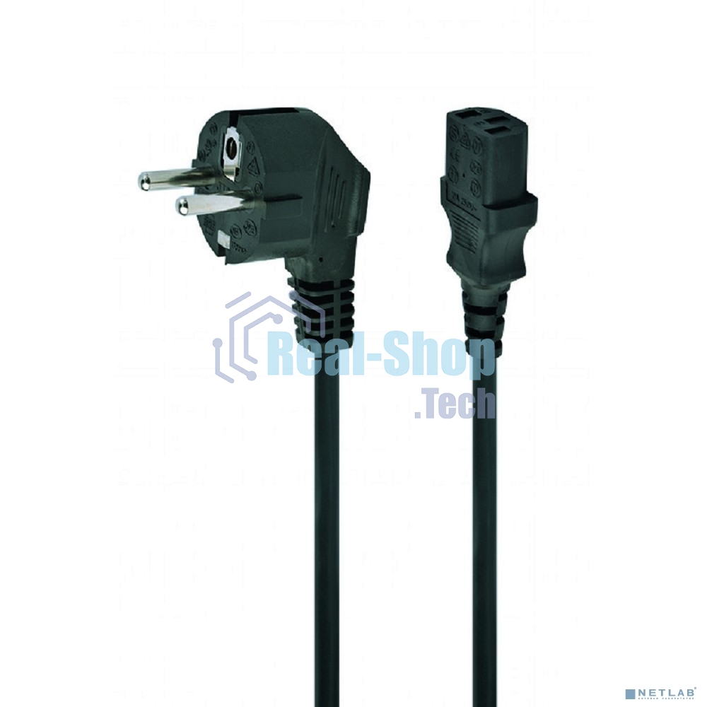 Кабель Кабель питания Gembird 10.0м, VDE(0.75мм), черный, с зазем., пакет PC-186-VDE-10M