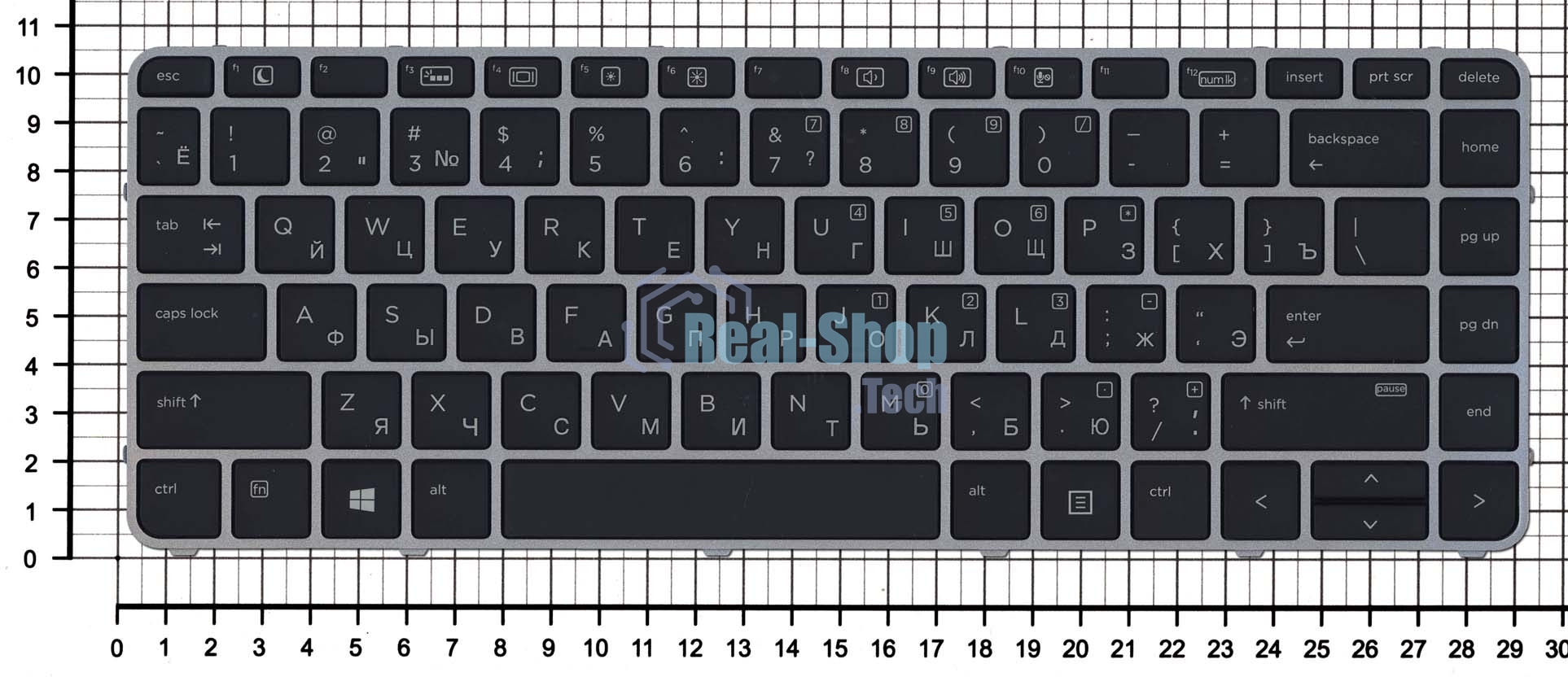 Клавиатура для ноутбука HP EliteBook Folio 1000 1040 G3 черная с сереристой рамкой и подсветкой