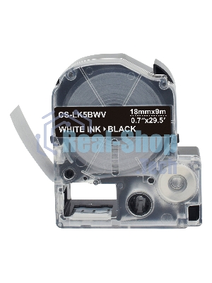 Картридж ленточный Cactus CS-LK5BWV белый шрифт, черный фон (18 мм, 9 м) для Epson LW400/LW700/LW600P/LW1000P/K400/Z700/Z900