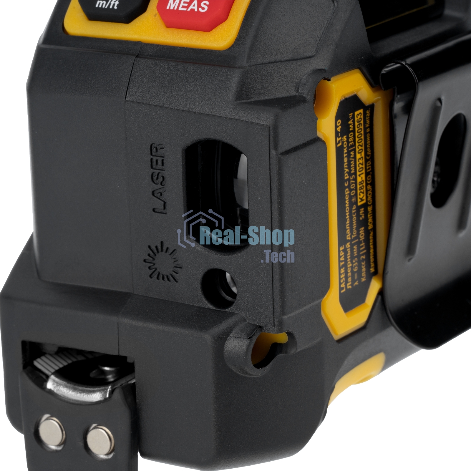 Лазерный дальномер с рулеткой Denzel LT-40, 5м x 19 мм, дальномер 40м, автомат. фиксация
