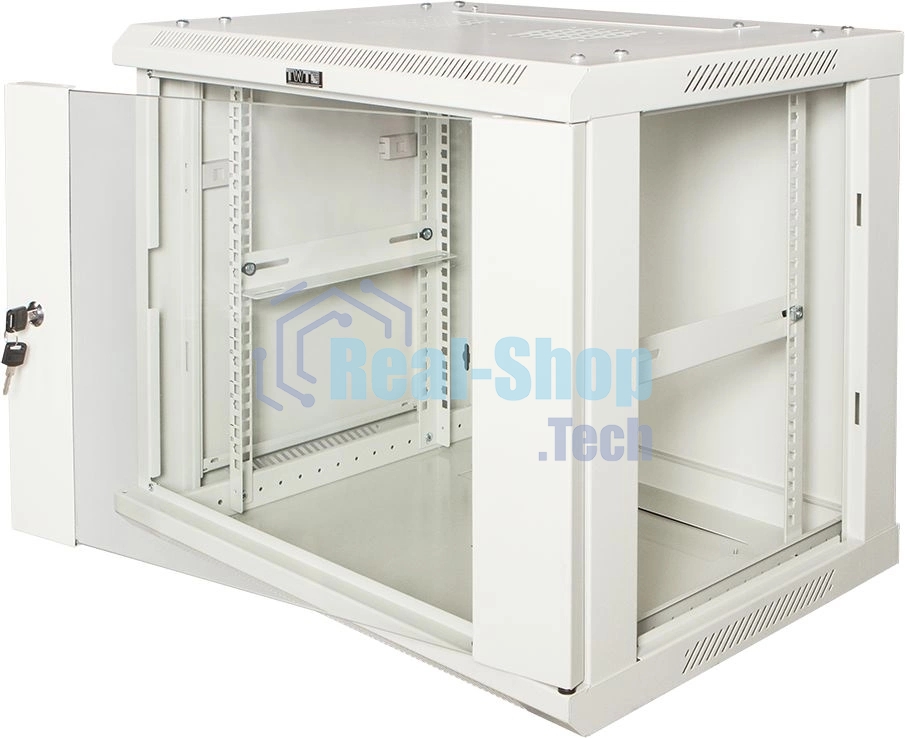 Шкаф коммутационный Lanmaster Pro (TWT-CBWPG-15U-6X4-GY) настенный 15U 600x450 мм пер. дв. стекл 60 кг серый 350 мм 768 мм IP20 металл