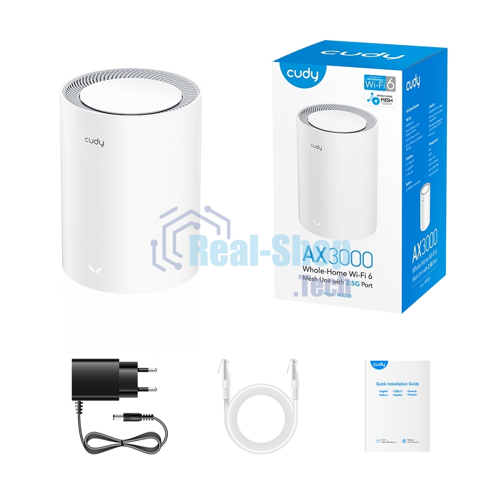 Бесшовный Mesh роутер Cudy M3000(2-PACK) AX3000 10/100/1000/2500BASE-T, белый (упак.:2шт)