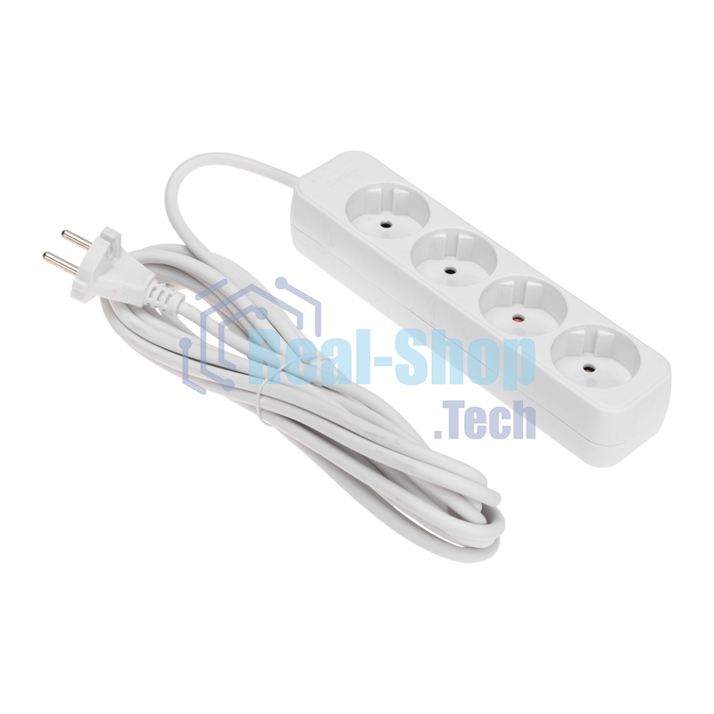 Удлинитель Rexant STANDARD 4 гнезда, 5 м, 2х1,0 мм², б/з, белый