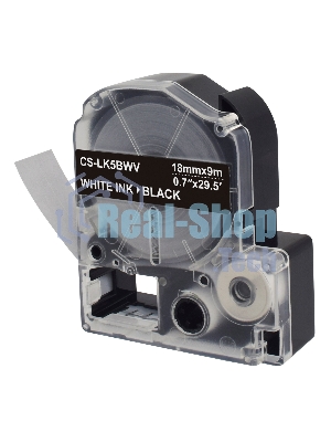 Картридж ленточный Cactus CS-LK5BWV белый шрифт, черный фон (18 мм, 9 м) для Epson LW400/LW700/LW600P/LW1000P/K400/Z700/Z900