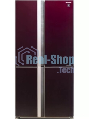 Холодильник Sharp SJ-GX98PRD темно-бордовый стекло трехкамерный Side by Side 394/211л морозилка снизу, No Frost, Side by Side