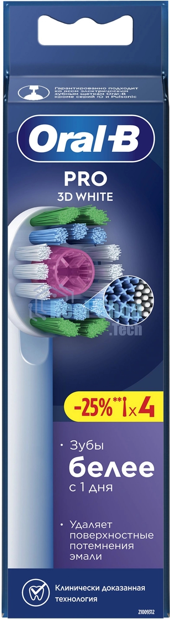 Насадка для зубных щеток Oral-B 3D белый (упак.:4шт)