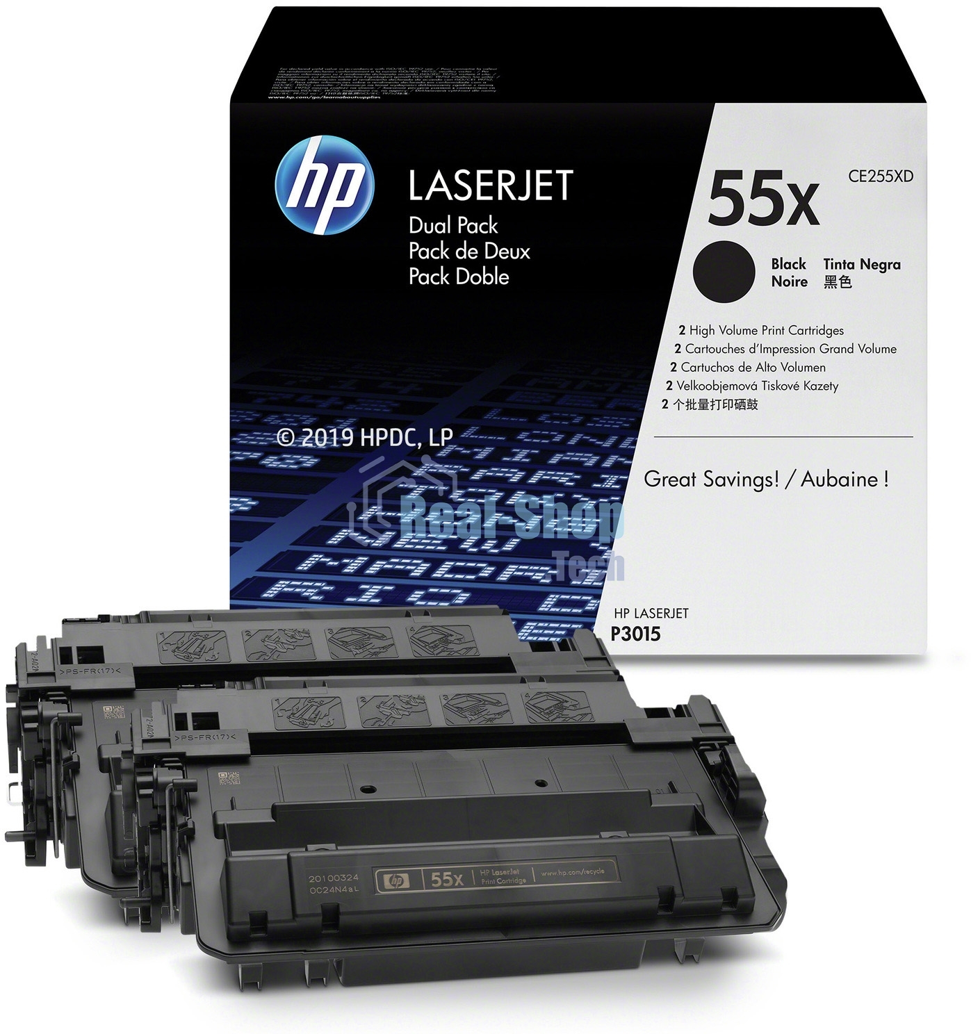 Картридж лазерный набор из 2 шт HP LaserJet CE255XD черный для LJ P3015(2 х 12500 стр)