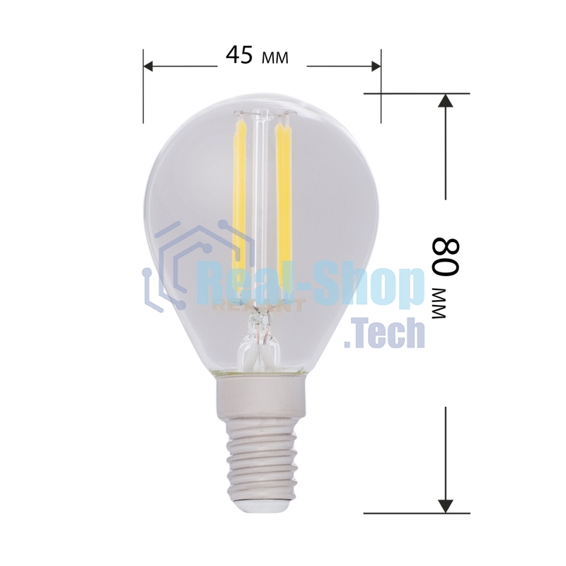 Лампа светодиодная филаментная Rexant Шарик GL45 9.5 Вт 950 Лм 2400K E14 золотистая колба