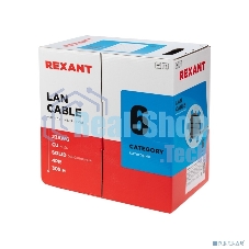 Кабель витая пара Rexant U/UTP, категория 6, ZH нг(А)-HF, 4PR, 23AWG, внутренний, серый, 305 м
