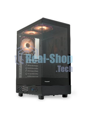 Компьютерный корпус HSPD F510, Panoramic Mid Tower, черный, TG, 0.5 SPCC, 3x120мм ARGb ATX, mATX, mITX 180/280/160мм 1x2.5