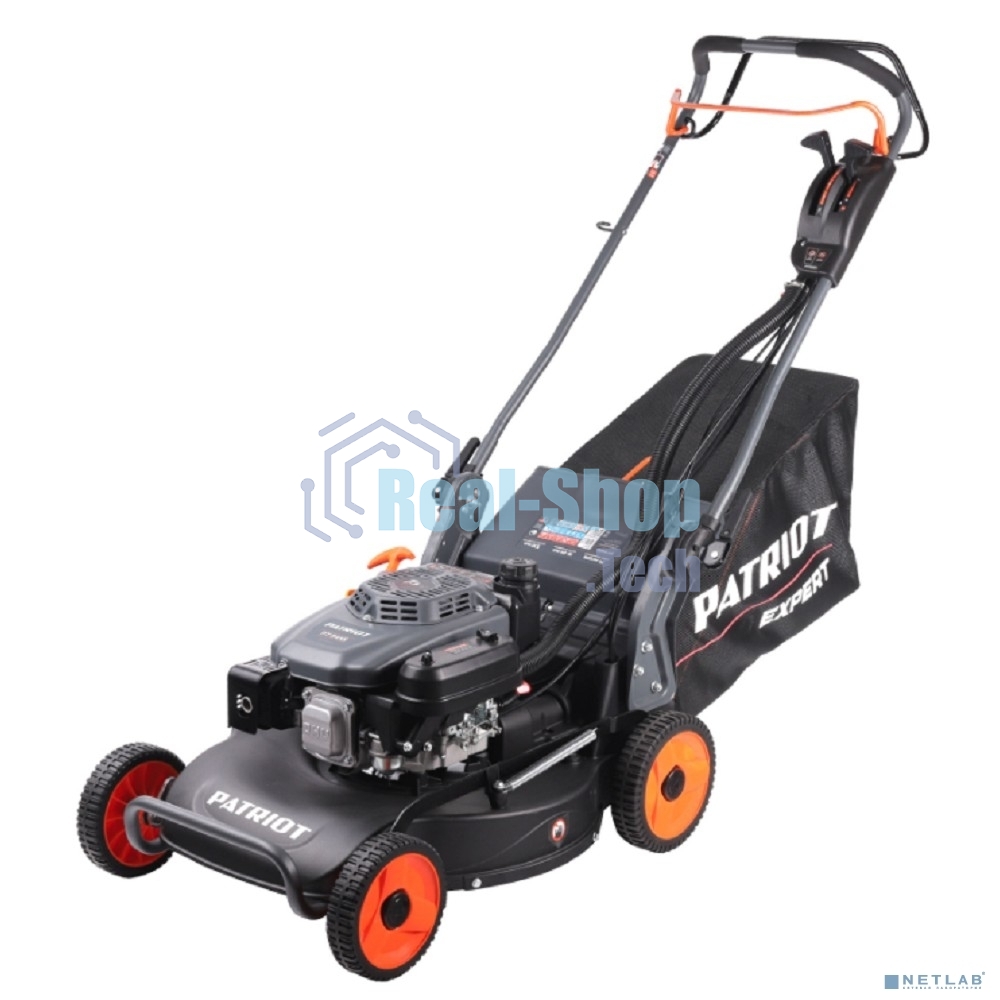 Газонокосилка бензиновая PATRIOT PT 54AS, 53 см, самоходная(3 скорости), 7,5л.с., алюминиевая дека, крданная передача на редуктор колес травосборник 75л