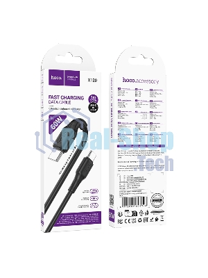 Кабель USB2.0 Hoco Type-C/Type-C, 3А, 60Вт, X120, 1м, черный, коробка