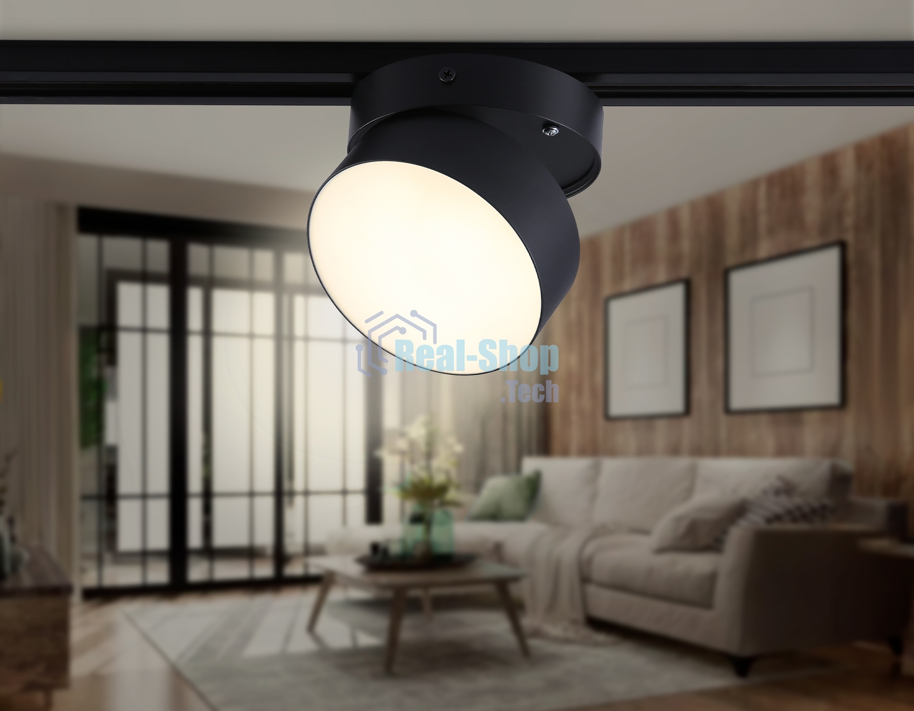 Трековый однофазный светодиодный светильник Ambrella light GL6877 BK черный LED 16W 3000K D115*90