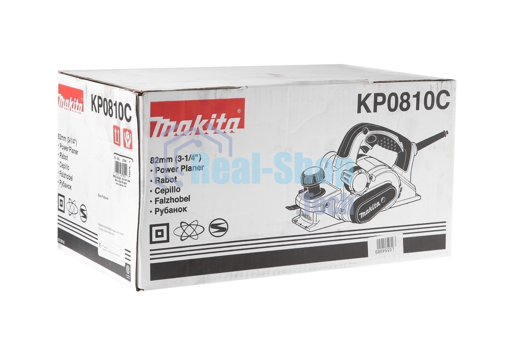 Рубанок Makita KP0810C Рубанок,1050Вт,12000об\м,ширина-82мм,глуб-4мм,3.2кг,кор,парал упор