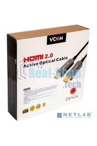 Активный оптический кабель HDMI 19M/M,ver. 2.0, 4K@60 Hz 20m VCOM